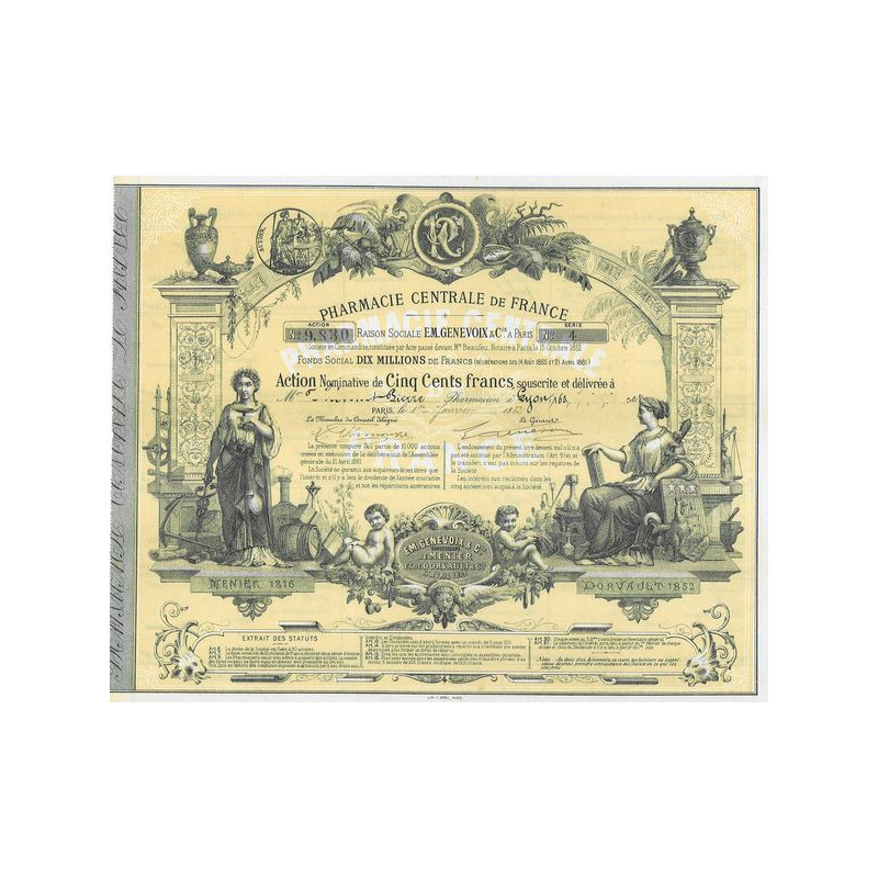 Pharmacie Centrale de France - Raison Sociale EM. Genevoix & Cie
