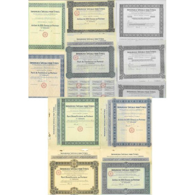 Imprimerie Spéciale pour Titres - Catalogue de 9 titres différents - specimen