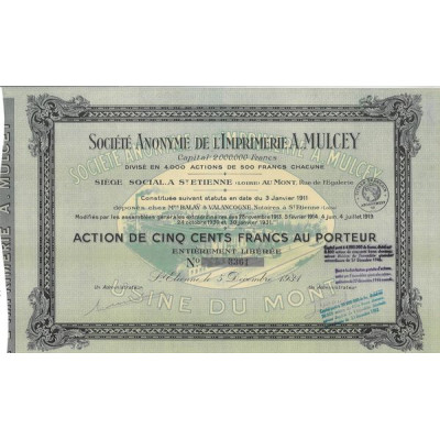 S.A. de l'Imprimerie A. Mulcey (Act 500 F)
