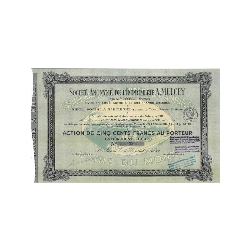 S.A. de l'Imprimerie A. Mulcey (Act 500 F)