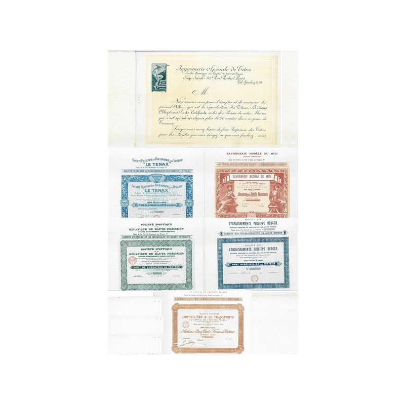 Union des Arts Graphiques - Imprimerie Spéciale de Titres - Album de 4 Specimens