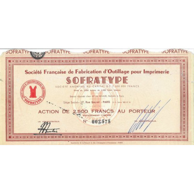 Sté Française de Fabrication d'Outillage pour l'Imprimerie - SOFRATYPE