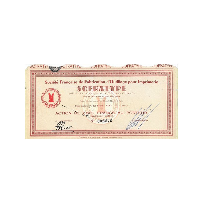 Sté Française de Fabrication d'Outillage pour l'Imprimerie - SOFRATYPE