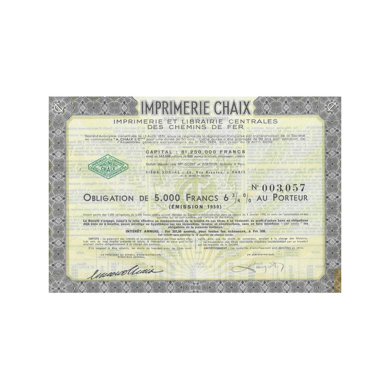 Imprimerie Chaix - Imprimerie et Librairies Centrales des Chemins de Fer