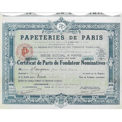 Papeteries de Paris (Certif PF Nomin)