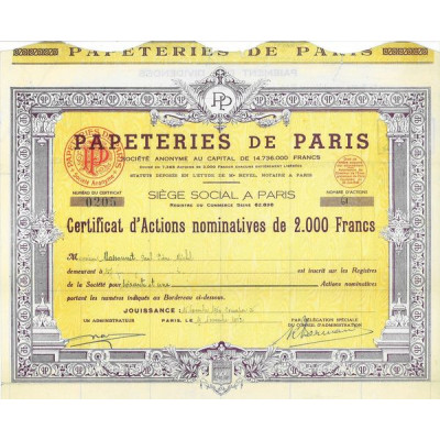 Papeteries de Paris (Certif Act 2000 F Nomin)