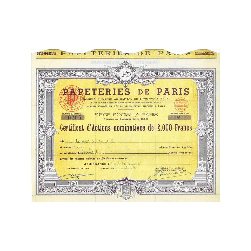 Papeteries de Paris (Certif Act 2000 F Nomin)