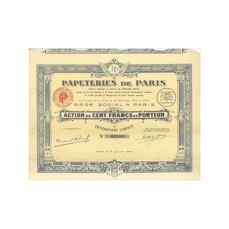 Papeteries de Paris (Act 100 F) (jaune)