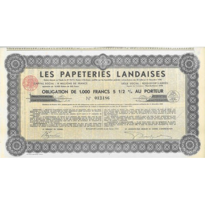 Les Papeteries Landaises (Obl 1000 F 5 1/2 %)