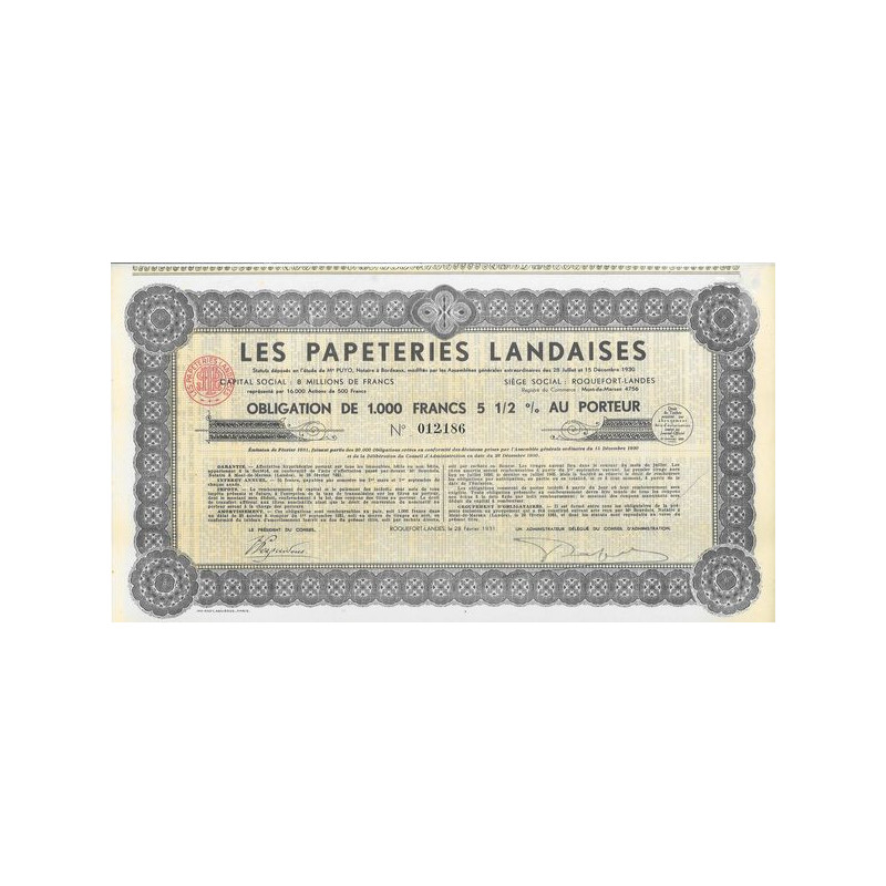 Les Papeteries Landaises (Obl 1000 F 5 1/2 %)