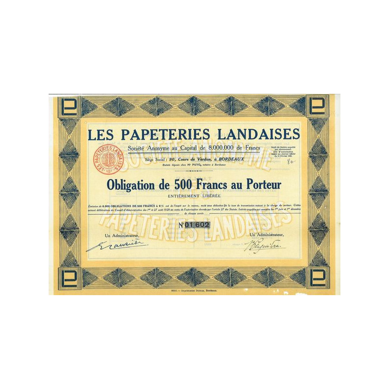 Les Papeteries Landaises (Obl 500 F)