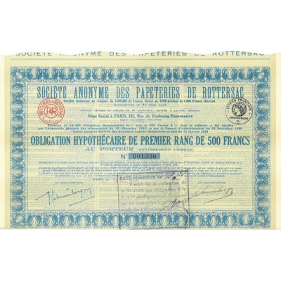 S.A. des Papeteries de Rottersac (Obl)