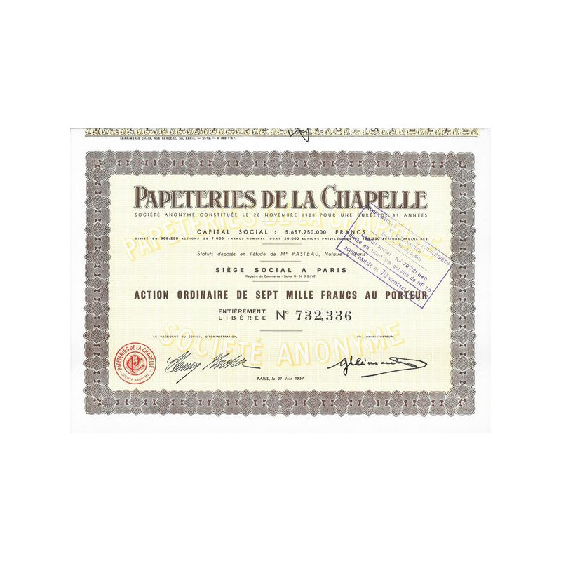 Papeteries de la Chapelle (Act O 7000 F)