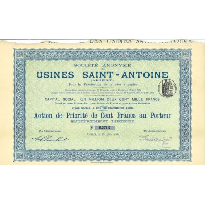 S.A. des Usines Saint-Antoine (Ariège) pour la Fabrication de la Pâtes à Papier