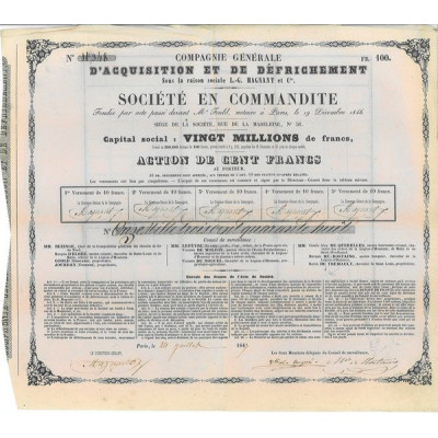 Cie Gale d'Acquisition et de Défrichement sous la raison L.-G. Magnant & Cie