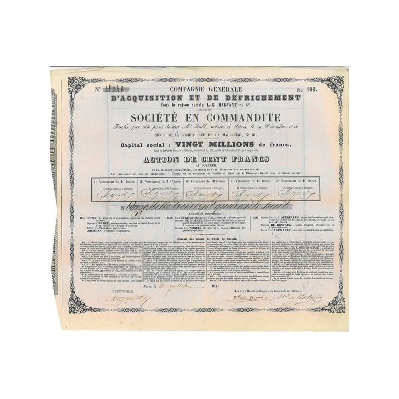 Cie Gale d'Acquisition et de Défrichement sous la raison L.-G. Magnant & Cie
