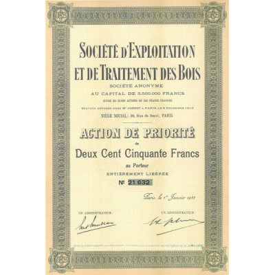 Sté d'Exploitation et de Traitement des Bois (Act P)