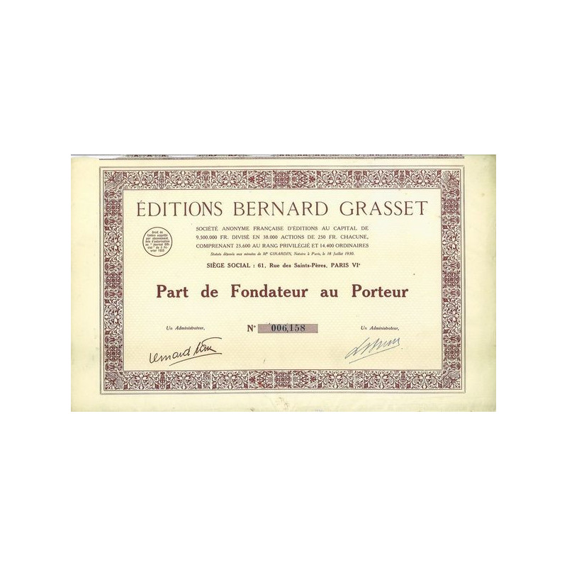 Editions Bernard Grasset