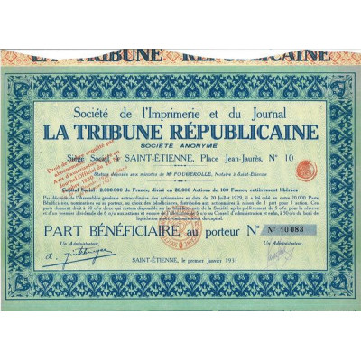 Sté de l'Imprimerie et du Journal La Tribune Républicaine (PB)