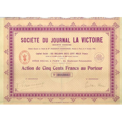 Sté du Journal la Victoire (Act 500 F)