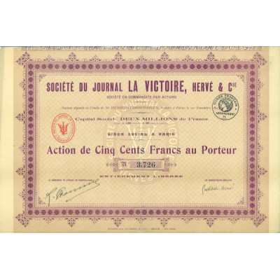 Sté du Journal la Victoire Herve & Cie (Act 500 F)