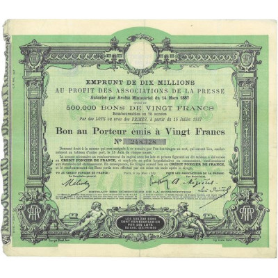 Emprunt de Dix Millions au Profit des Associations de la Presse