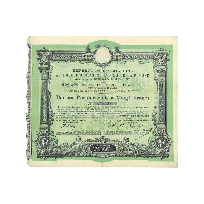 Emprunt de Dix Millions au Profit des Associations de la Presse