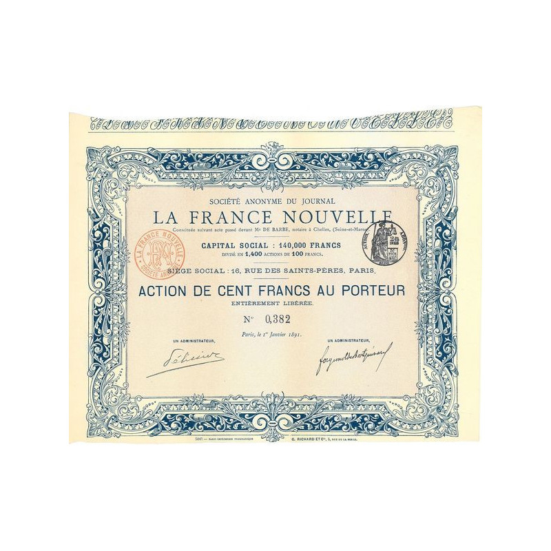 S.A. du Journal la France Nouvelle (Act)