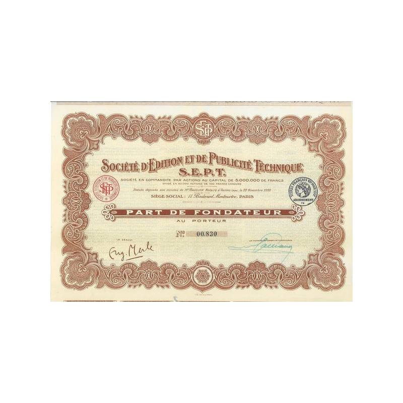 Sté d'Edition et de Publicité Technique S.E.P.T. (PF)