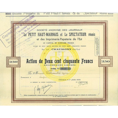 S.A. des Journaux Le Petit Haut-Marnais et le Spectateur Réunis et des Imprimeries Papeteries de l'Est