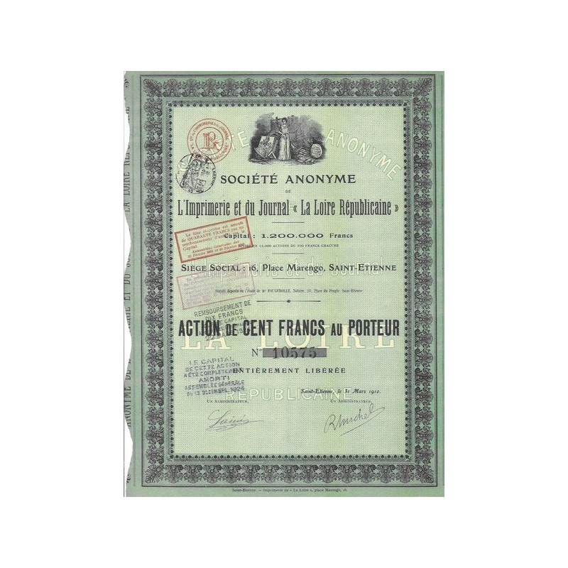 S.A. de L'Imprimerie et du Journal "La Loire Républicaine" (capital 1 200 000 F)