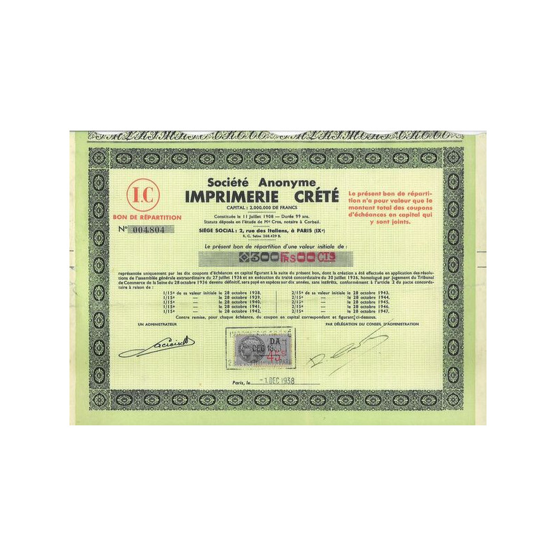 S.A. Imprimerie Crété (Bon)