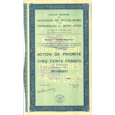 S.A. du Moniteur du Puy-de-Dôme et des Imprimeries G. Mont-Louis (Act Prior)