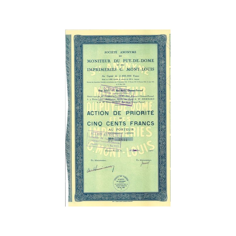 S.A. du Moniteur du Puy-de-Dôme et des Imprimeries G. Mont-Louis (Act Prior)