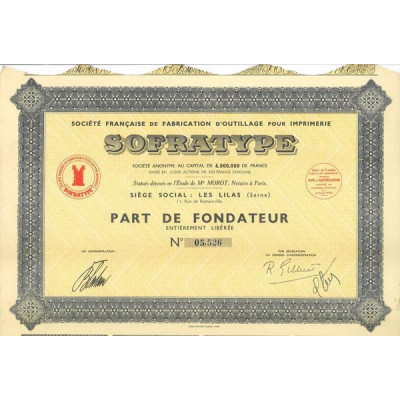 Sté Française de Fabrication d'Outillage pour Imprimerie Sofratype