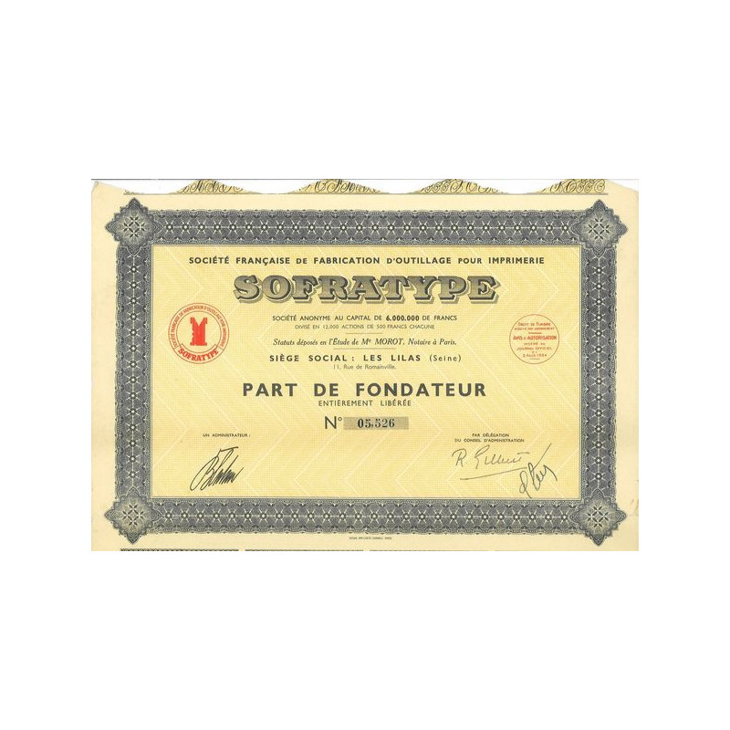 Sté Française de Fabrication d'Outillage pour Imprimerie Sofratype
