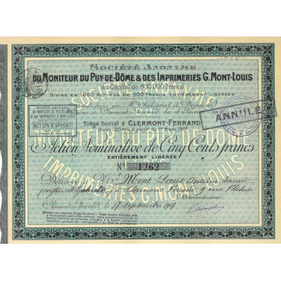 S.A. du Moniteur du Puy-de-Dôme et des Imprimeries G. Mont-Louis (Act Nomin)