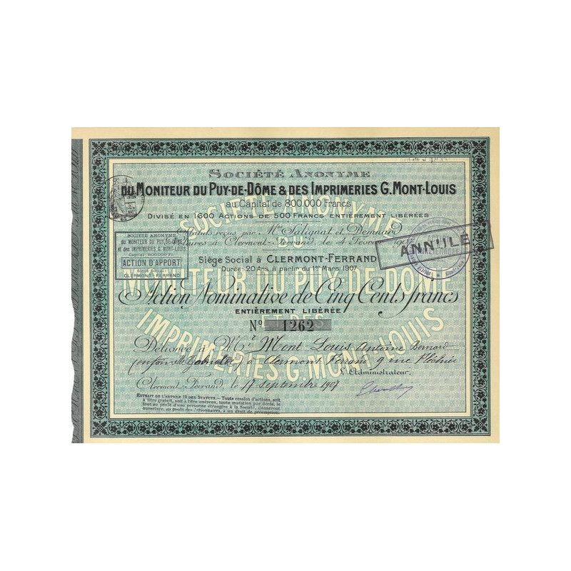 S.A. du Moniteur du Puy-de-Dôme et des Imprimeries G. Mont-Louis (Act Nomin)