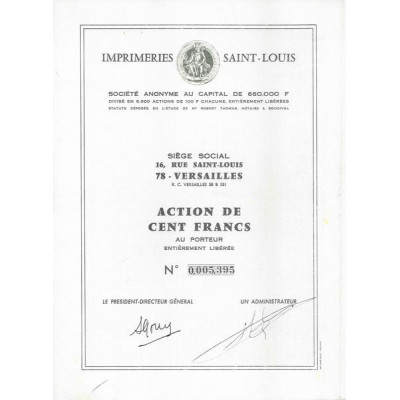 Imprimeries Saint-Louis (capital 660 000 F)