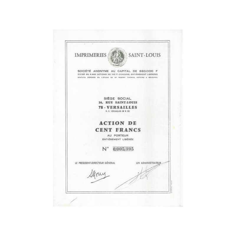 Imprimeries Saint-Louis (capital 660 000 F)