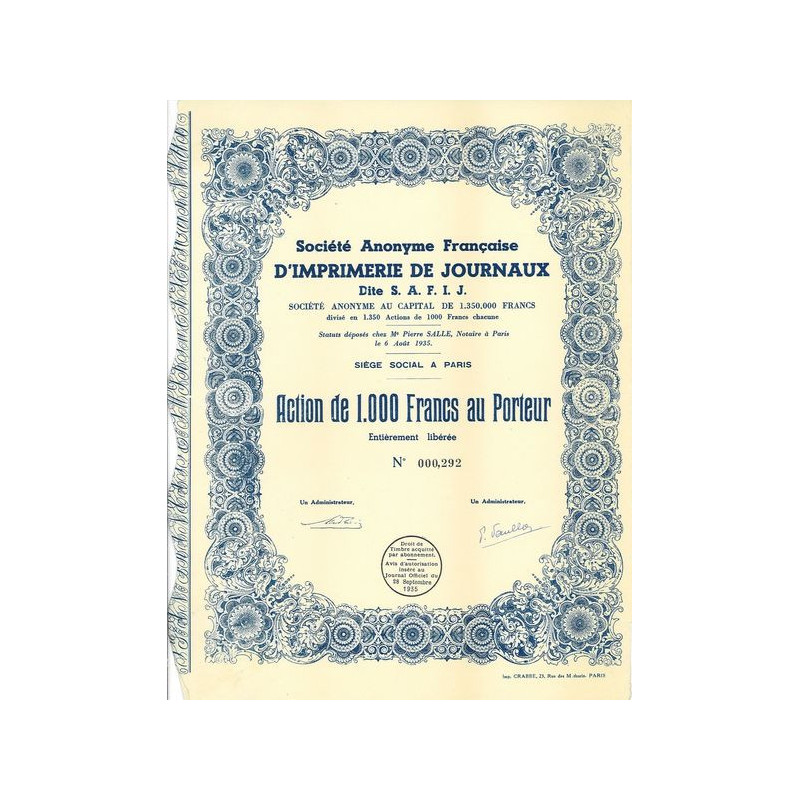 S.A. Française d'Imprimerie de Journaux Dite S.A.F.I.J.