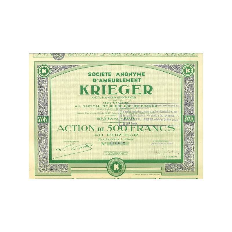 S.A. d'Ameublement Krieger (Anc L.P.A. Colin et Domange) (Act)