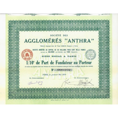 Sté des Agglomérés "Anthra"