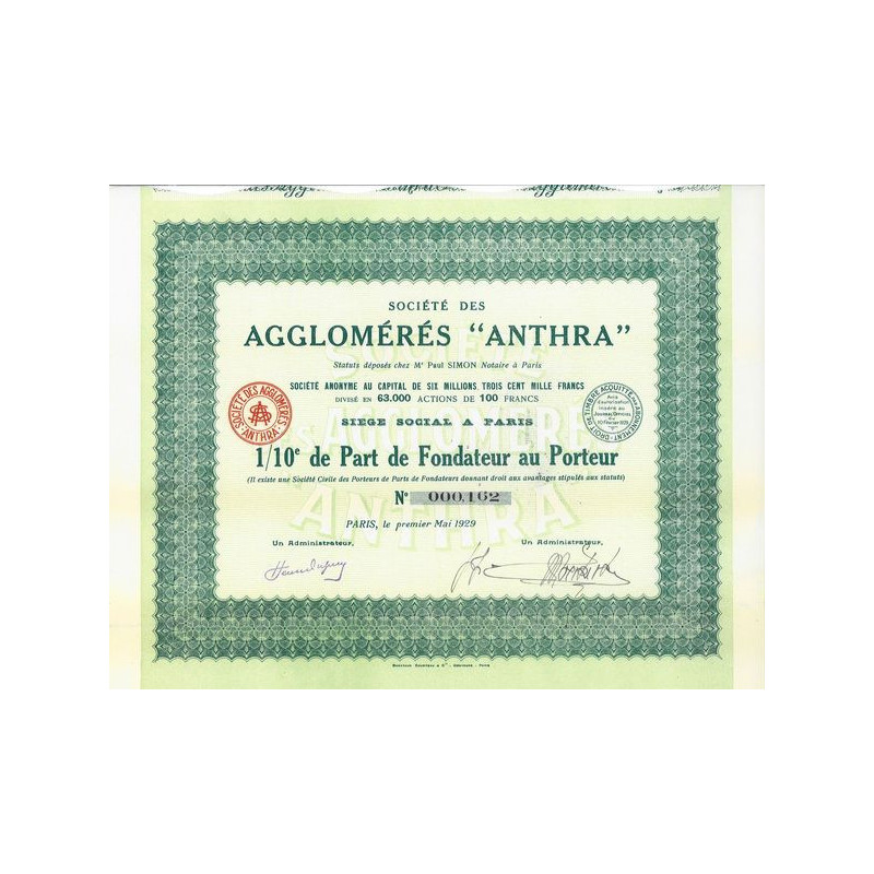 Sté des Agglomérés "Anthra"