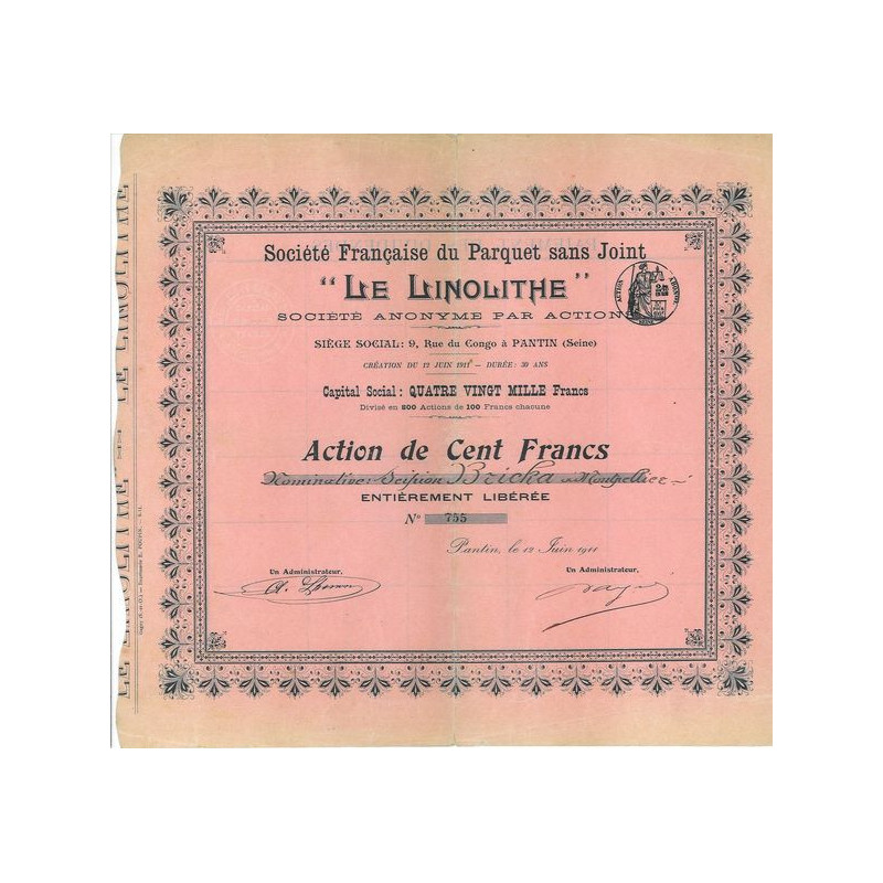 Sté Française du Parquet sans Joint "Le Linolithe"