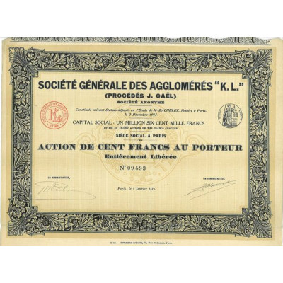 Sté Gale des Agglomérés "K.L." (procédés J. Caël)