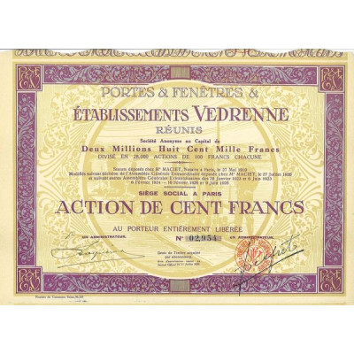 Portes & Fenêtres & Ets Vedrenne Réunis