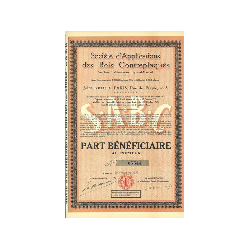 Sté d'Applications des Bois Contreplaqués (Anciens ets Reynaud-Matout)