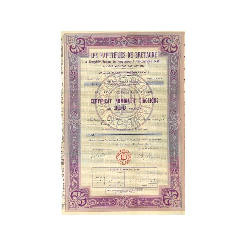 Les Papeteries de Bretagne & Comptoir Breton de papeteries & Cartonnages réunis