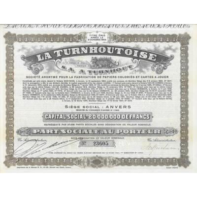 La Turnhoutoise pour la Fabrication de Papiers Coloriés et Cartes à Jouer